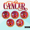 Zodiac Signs, CANCER Clipart BUNDLE, Astrology designs, Horoscope graphics, sublimation designs digital download,  Png for Cricut & Cameo