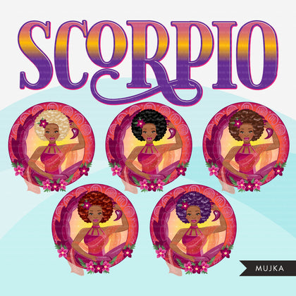 Zodiac Sign, SCORPIO Clipart BUNDLE, Astrology designs, Horoscope graphics, sublimation designs digital download,  Png for Cricut & Cameo