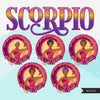 Zodiac Sign, SCORPIO Clipart BUNDLE, Astrology designs, Horoscope graphics, sublimation designs digital download,  Png for Cricut & Cameo