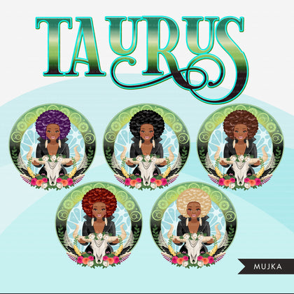 Zodiac Sign, TAURUS Clipart BUNDLE, Astrology designs, Horoscope graphics, sublimation designs digital download, Png for Cricut & Cameo