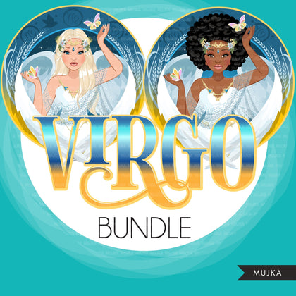 Zodiac Sign, VIRGO Clipart BUNDLE, Astrology designs, Horoscope graphics, sublimation designs digital download,  Png for Cricut & Cameo