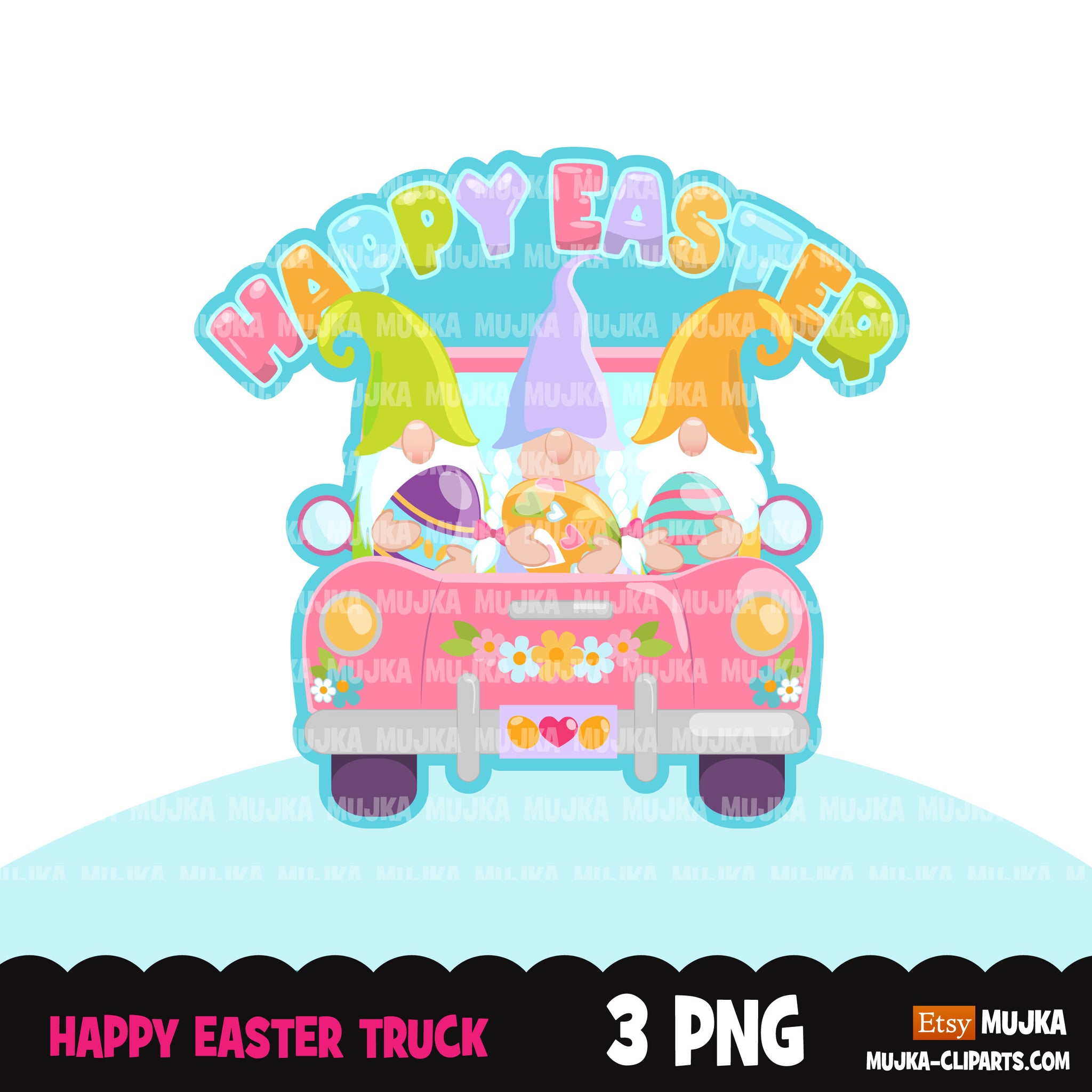 Easter truck png, easter gnome sublimation designs digital download, pink truck clipart, easter shirt design, PNG digital files for cricut