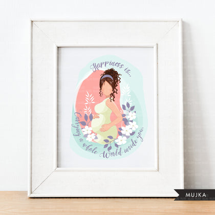 Mothers Day clipart, mother's day sublimation designs digital download, pregnancy, baby shower, wall art, new baby, brunette woman png