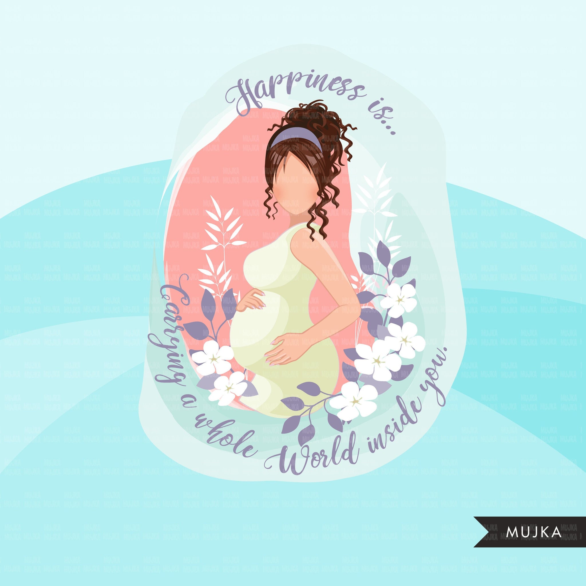 Mothers Day clipart, mother's day sublimation designs digital download, pregnancy, baby shower, wall art, new baby, brunette woman png