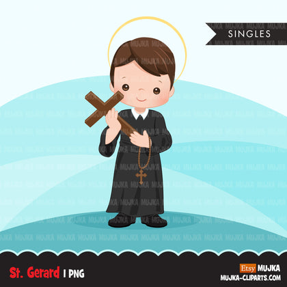 Saint Gerard clipart, religious sublimation designs digital download, christian graphics, catholic design, Christian png files for cricut