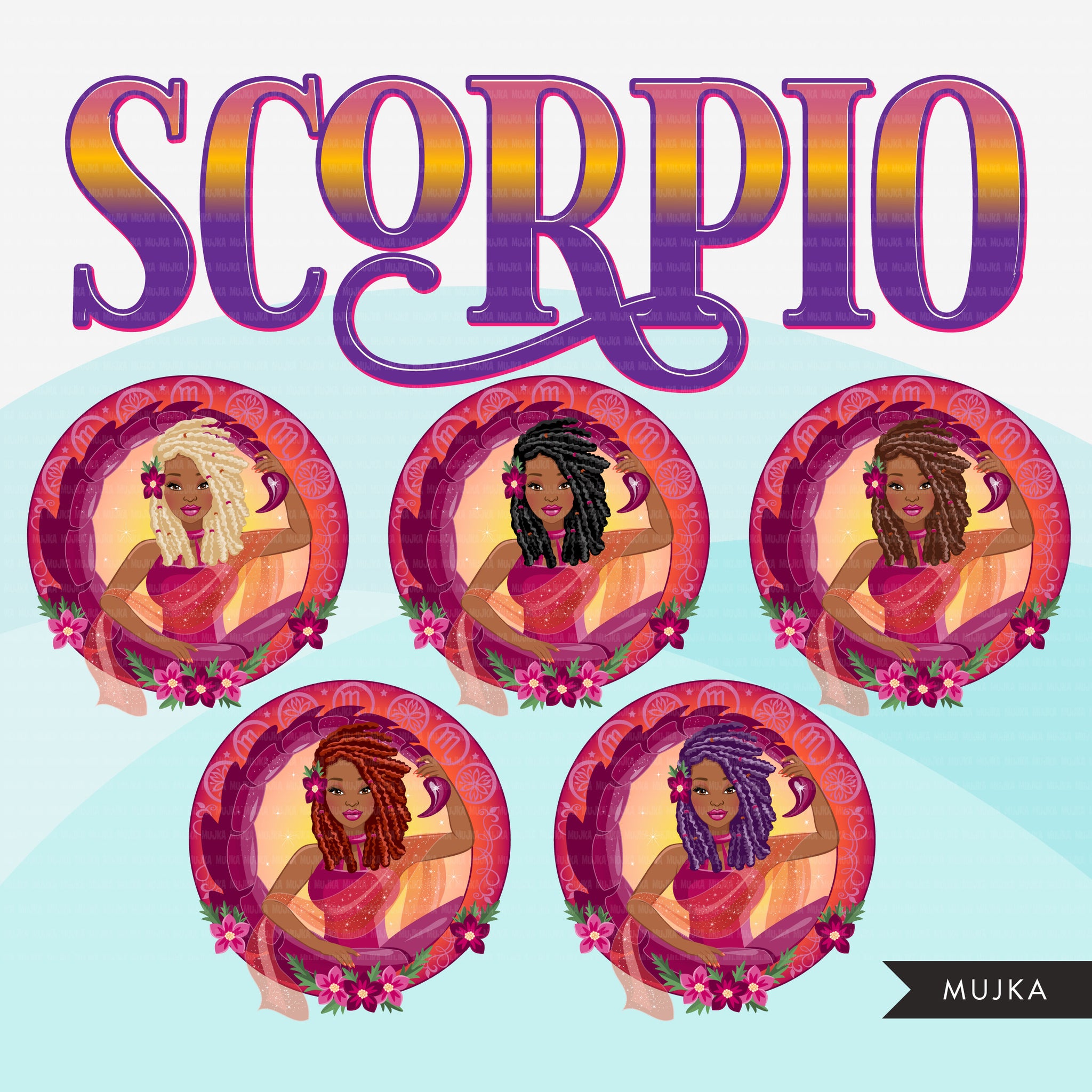 Zodiac Sign, SCORPIO Clipart BUNDLE, Astrology designs, Horoscope graphics, sublimation designs digital download,  Png for Cricut & Cameo
