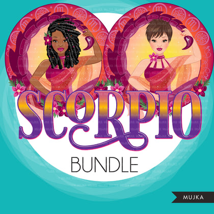Zodiac Sign, SCORPIO Clipart BUNDLE, Astrology designs, Horoscope graphics, sublimation designs digital download,  Png for Cricut & Cameo