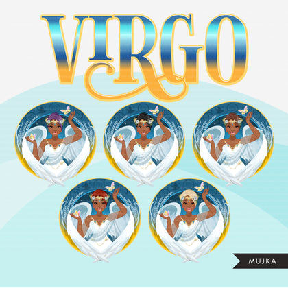 Zodiac Sign, VIRGO Clipart BUNDLE, Astrology designs, Horoscope graphics, sublimation designs digital download,  Png for Cricut & Cameo