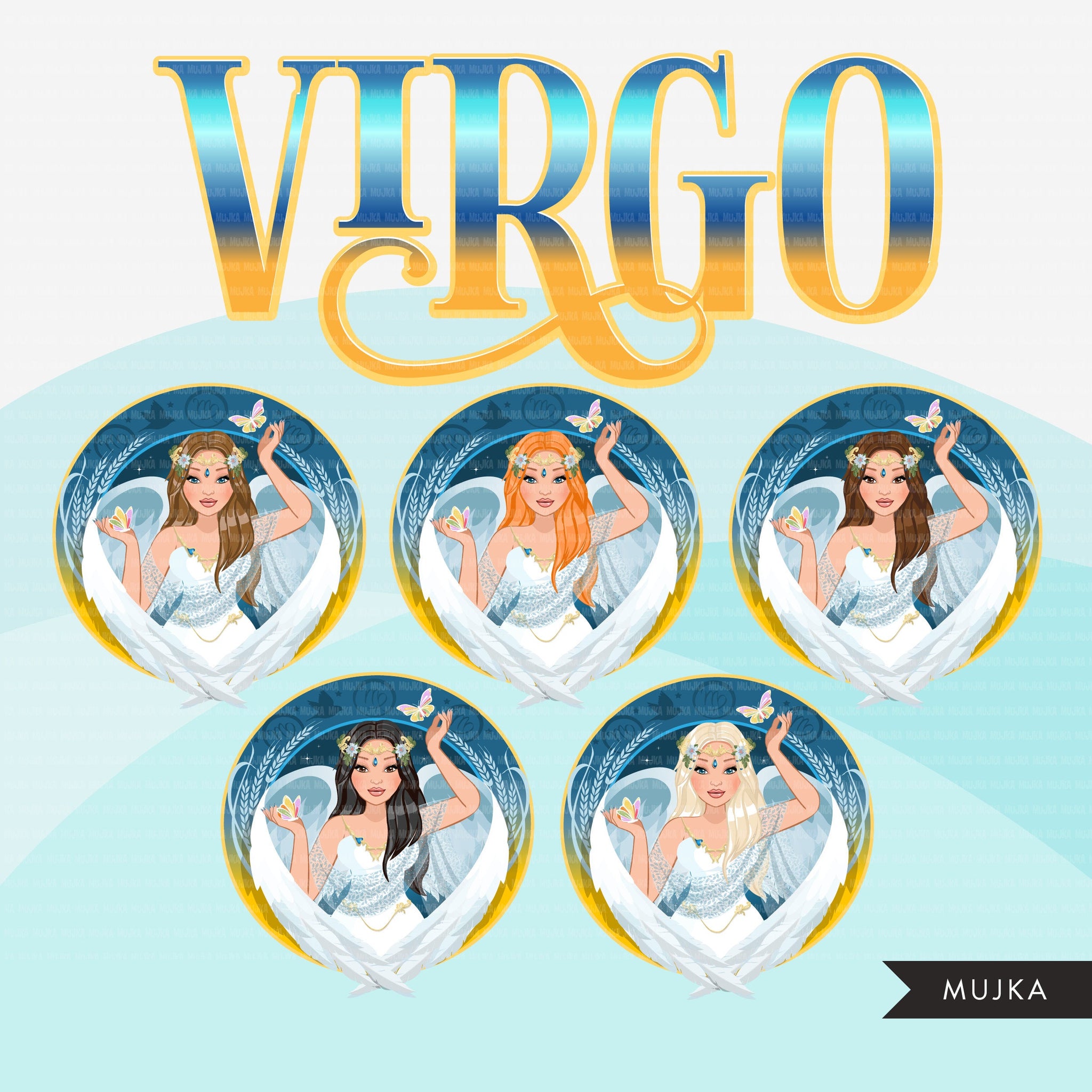 Zodiac Sign, VIRGO Clipart BUNDLE, Astrology designs, Horoscope graphics, sublimation designs digital download,  Png for Cricut & Cameo