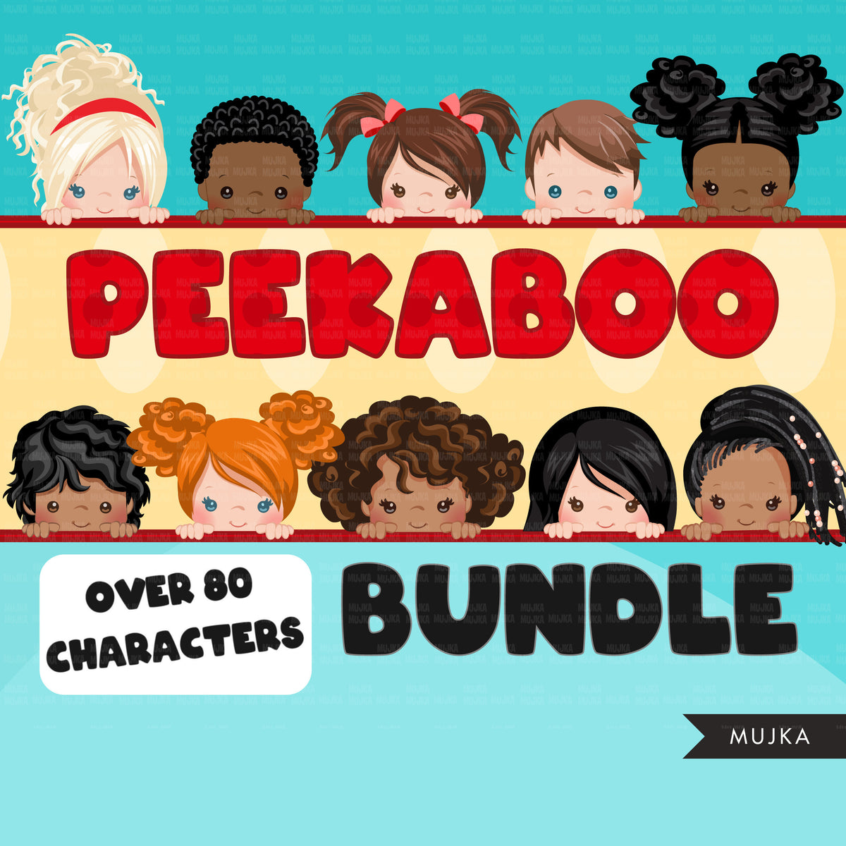 Peekaboo Clipart Bundle, Peekaboo girl, peekaboo boy, Best friends, si ...