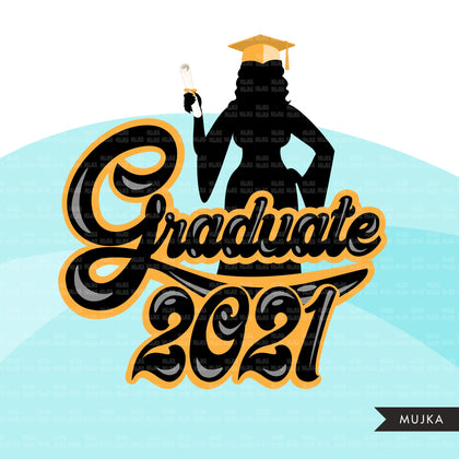 Grad Clipart, Graduation 2021 png, woman grad sublimation designs digital download, class of 2021 png, senior graduate women clip art