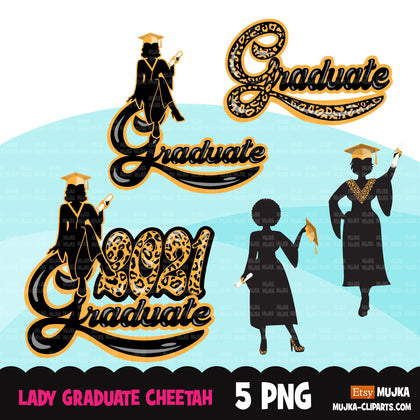 Grad Clipart, Graduation 2021 png, cheetah print grad sublimation designs digital download, class of 2021 png, senior graduate women