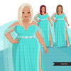 Fashion Clipart, aqua dress, woman designs, sisters, friends, sisterhood Sublimation designs digital download for Cricut