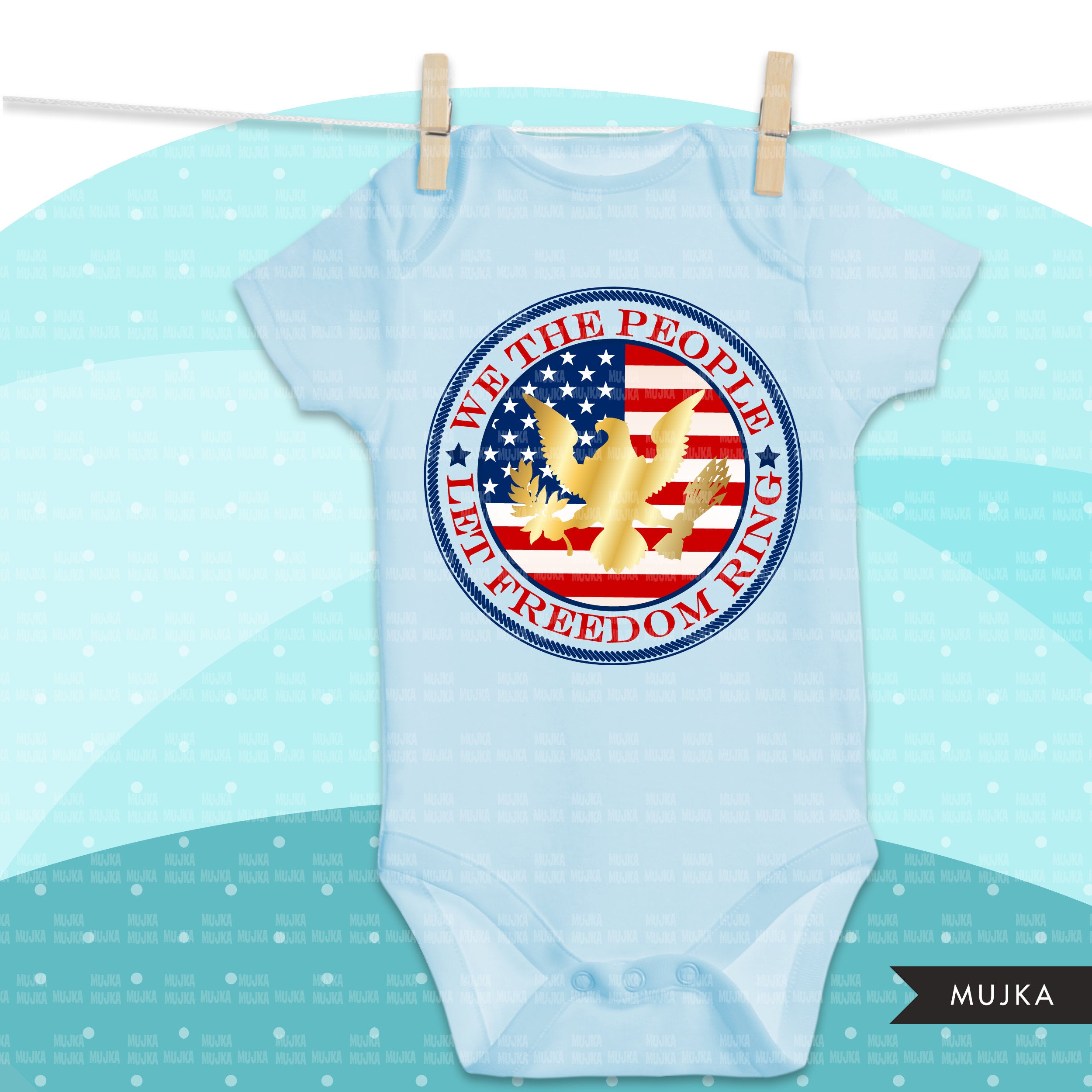  Patriotic Print Baby Jersey Onesie - Town Baby