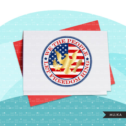 Clipart patriótico, download de designs de sublimação da bandeira americana, 4 de julho, EUA, nós, o povo, deixe a liberdade soar, águia americana png