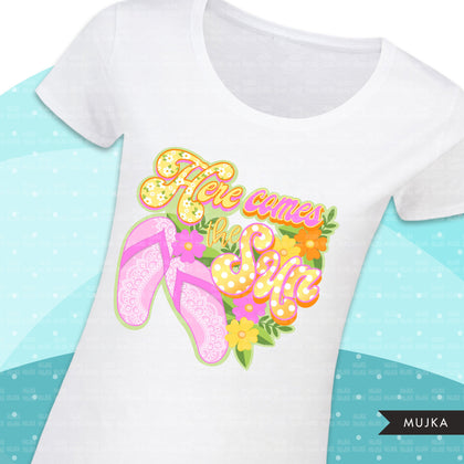 Summer clipart, here comes the sun sublimation designs digital download, summer vibes png, summer shirt digital download for cricut