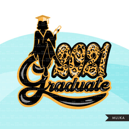 Grad Clipart, Graduation 2021 png, cheetah print grad sublimation designs digital download, class of 2021 png, senior graduate women