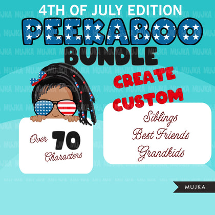 4th of july Peekaboo Clipart Bundle, Peekaboo girl, peekaboo boy, Best friends, siblings shirts, grand kids graphics, sublimation designs
