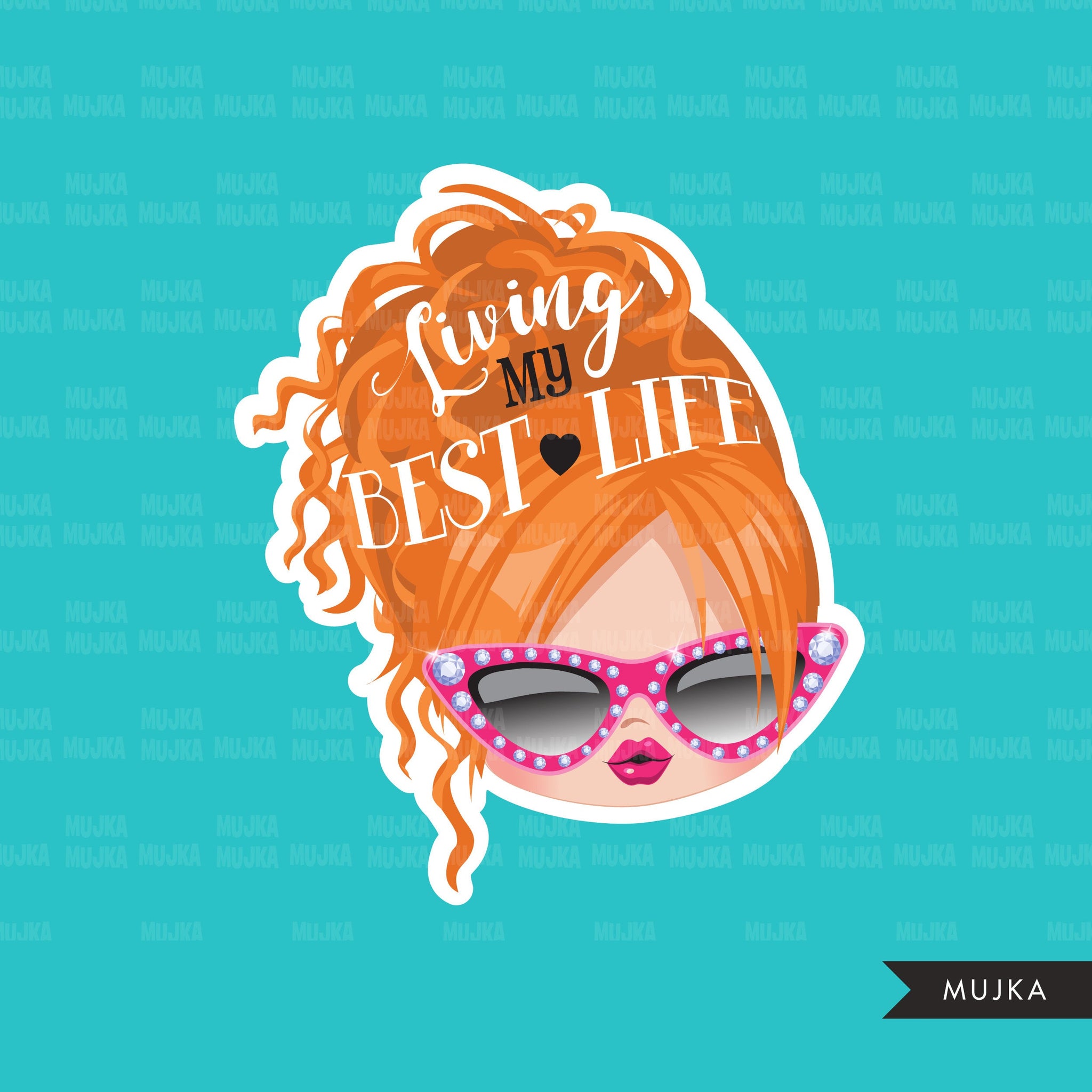 Boss babe clipart, living my best life, sublimation designs digital download, boss babe digital stickers, printable messy bun girls png