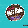 Boss babe clipart, ultimate boss babe, sublimation designs digital download, Afro boss babe digital stickers, printable black girls png