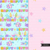 Mermaid Birthday Digital papers, seamless pattern, digital paper pack, printable pattern, digital background, birthday party papers