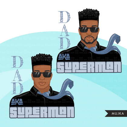 Father's Day clipart, fathers day sublimation designs, black man with goatee, dad shirt, Dad aka superman, shirt graphics png