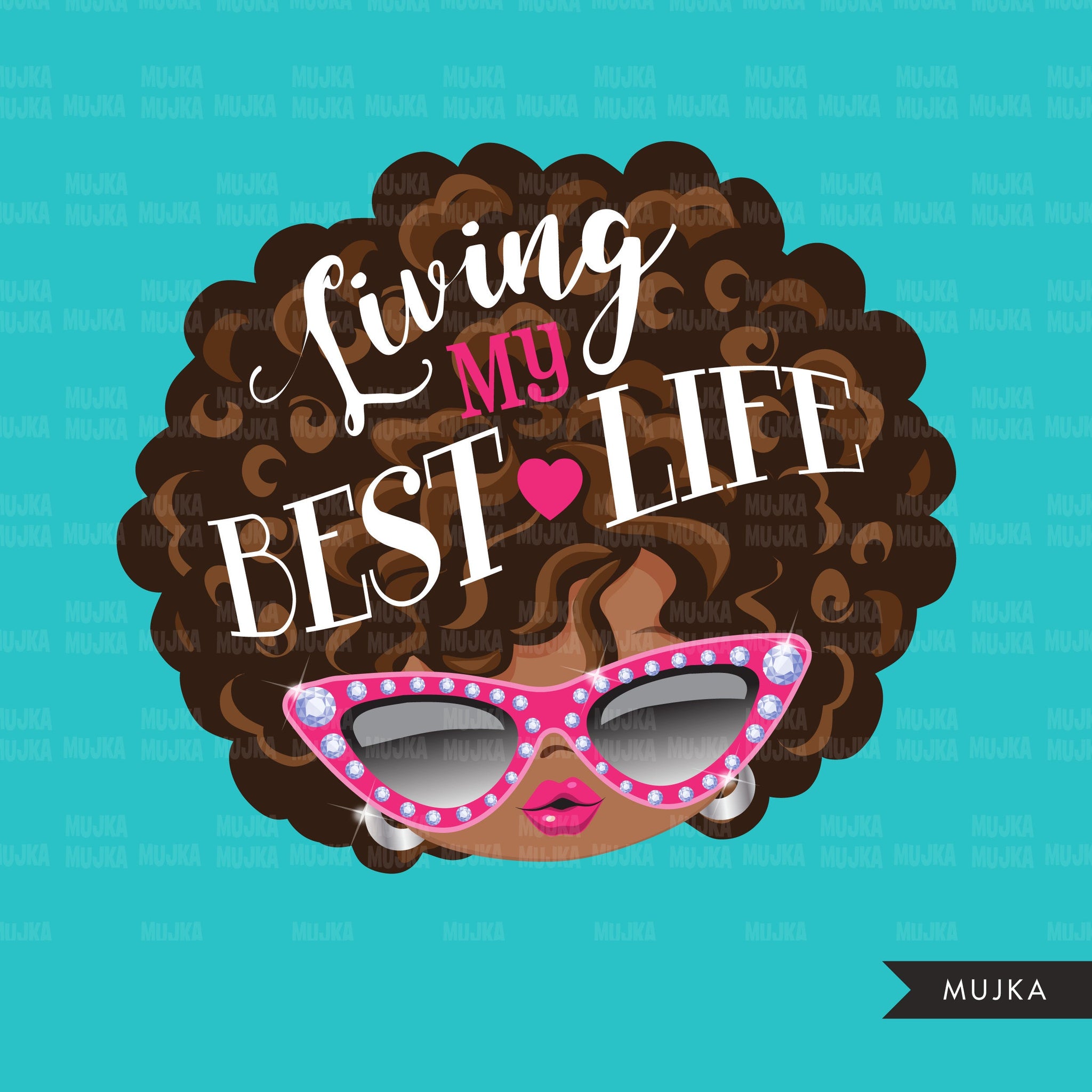 Boss babe clipart, living my best life, sublimation designs digital download, Afro boss babe digital stickers, printable  black girls png