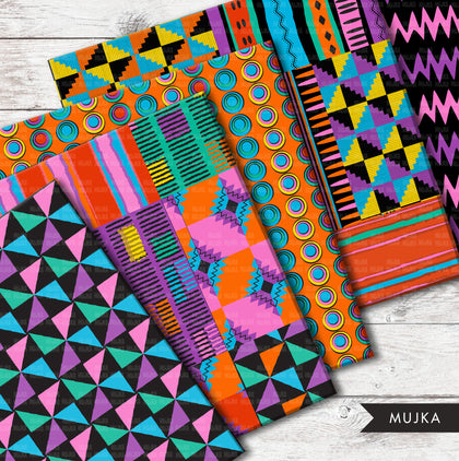 African digital papers, African patterns, Ankara Kente wax patterns, seamless digital patterns, geometric texture, black history, juneteenth