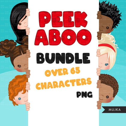 Peekaboo Clipart Bundle, Peekaboo girl, peekaboo boy, Best friends, siblings shirts, grand kids graphics, sublimation designs, png