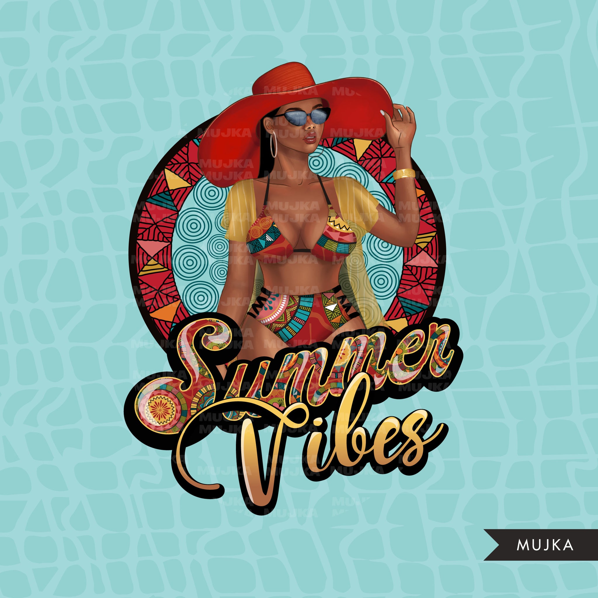 Summer Vibes PNG, Sublimation designs, Summer clipart, vacation digital papers, Beach Girls, Fashion girl clipart, black woman clipart