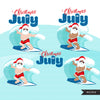 Beach clipart, Christmas in July PNG, santa sublimation designs, digital download, Black Santa summer graphics, Surf life, santa tees