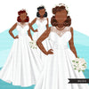 Fashion Clipart, bridal clipart, wedding png, sublimation designs, digital art, Black bride, Asian bride, Latino bride graphics, bride png