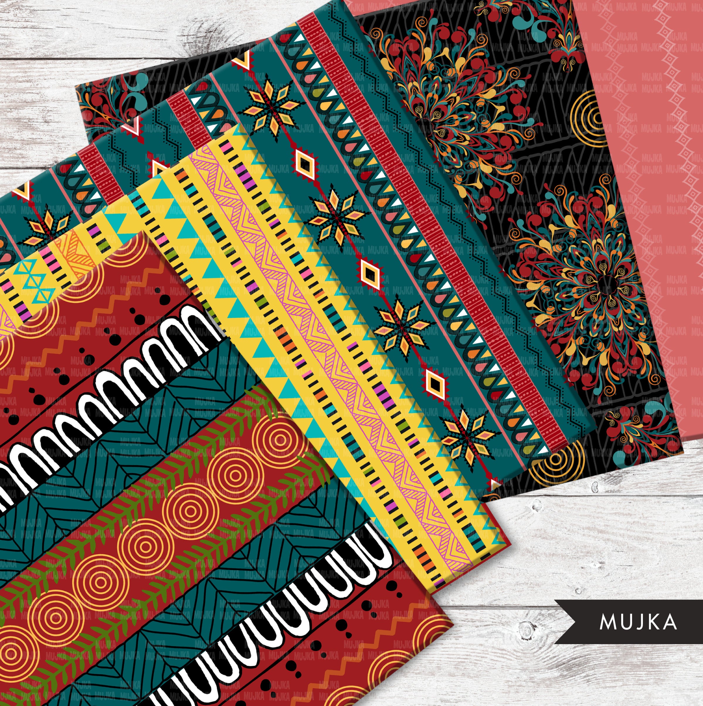 Maasai Colors Collection Digital African Patterns No Paper 