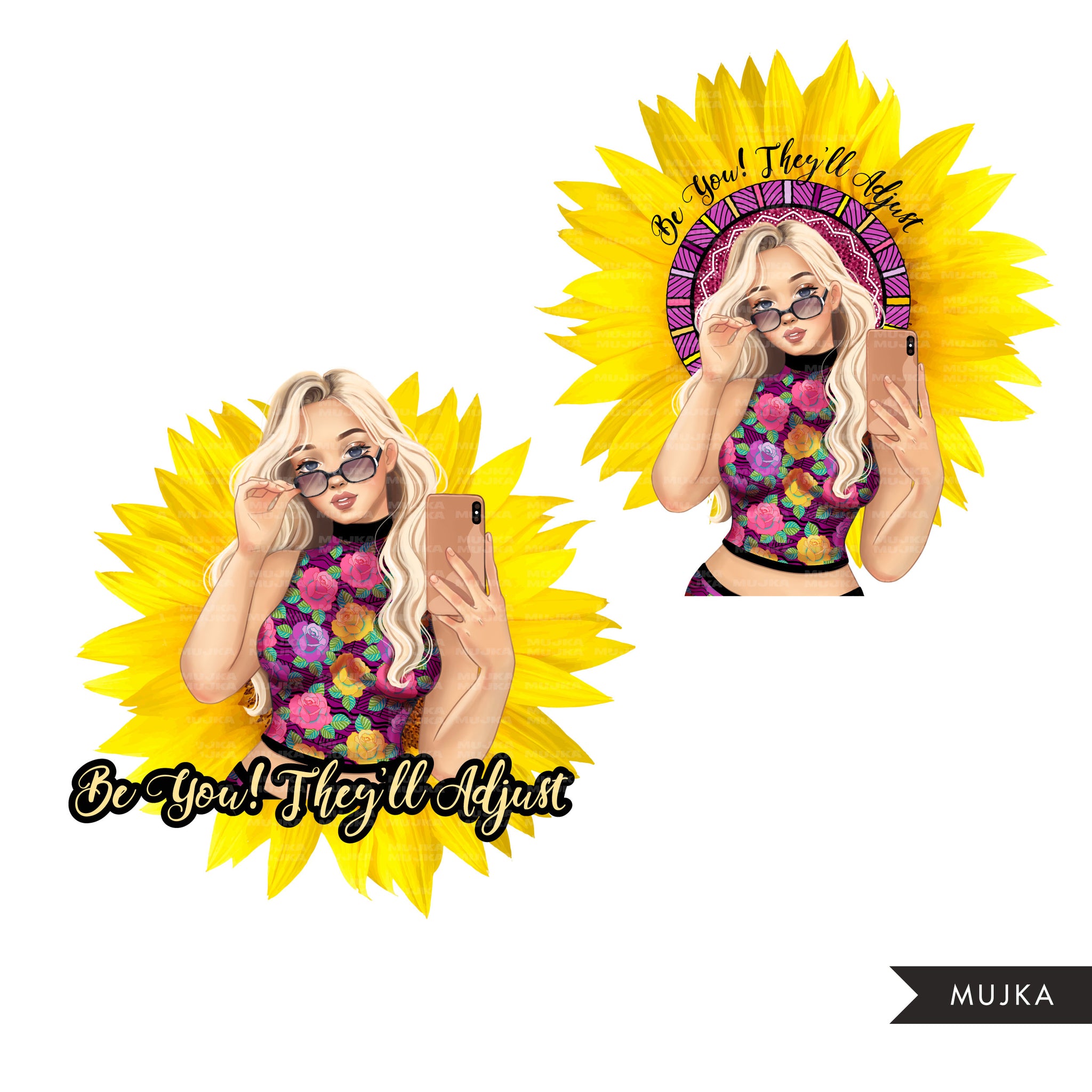 Sunflower PNG, Be you Fashion Sublimation designs, self worth graphics, clipart, glitter digital papers, fashion woman, woman clipart