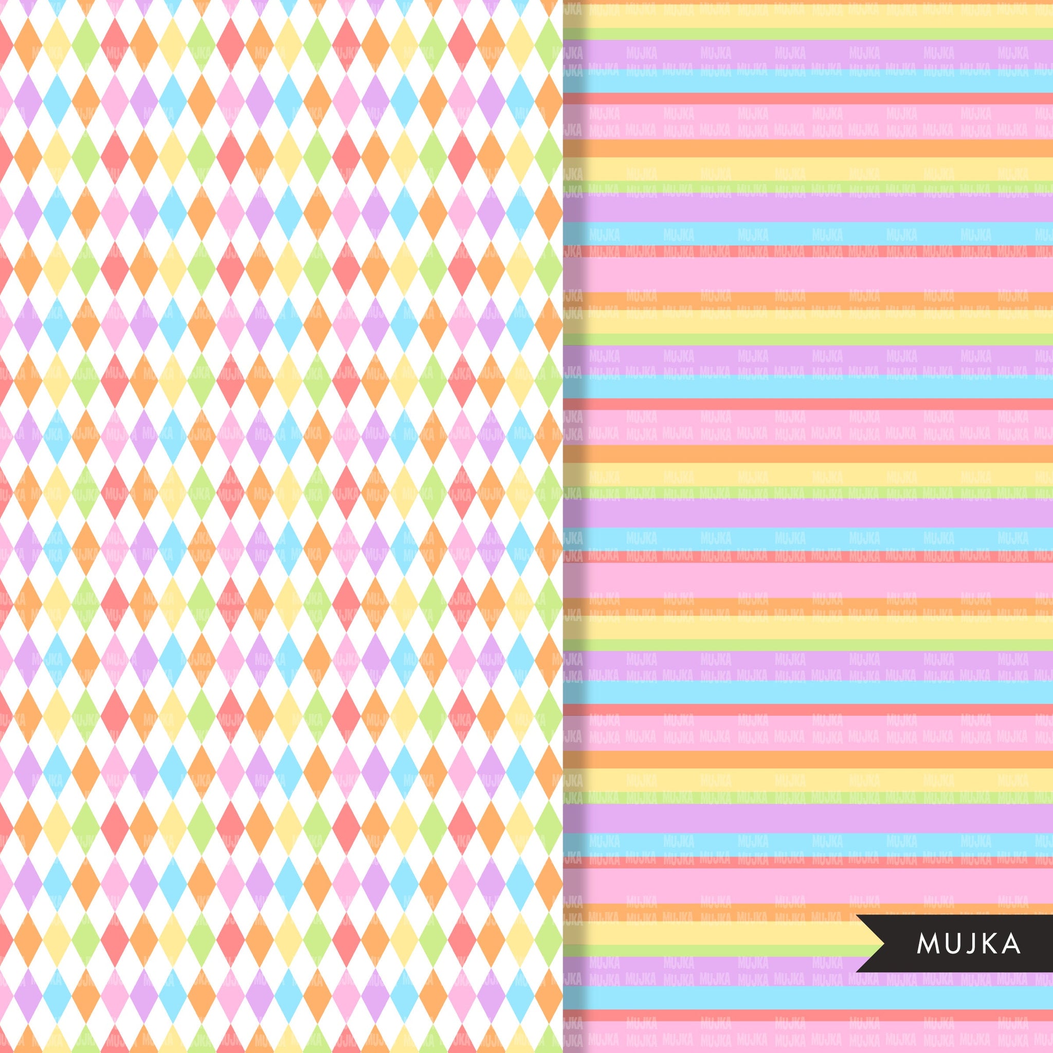 12x12 Digital Paper - Rainbow: Pastel