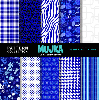 Royal Blue & White Sorority digital papers, blue seamless patterns, sublimation designs, digital papers, floral papers, geometric patterns