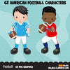 American Football Clipart Bundle, American football players, sports sublimation designs, black boy, school graphics. african american boy png