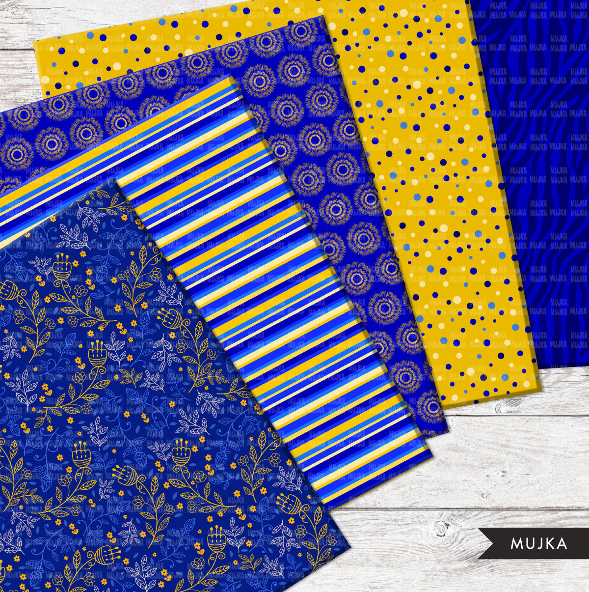 ROYAL Blue & gold Sorority digital papers, blue seamless patterns, seamless patterns, sublimation designs, digital papers, floral papers