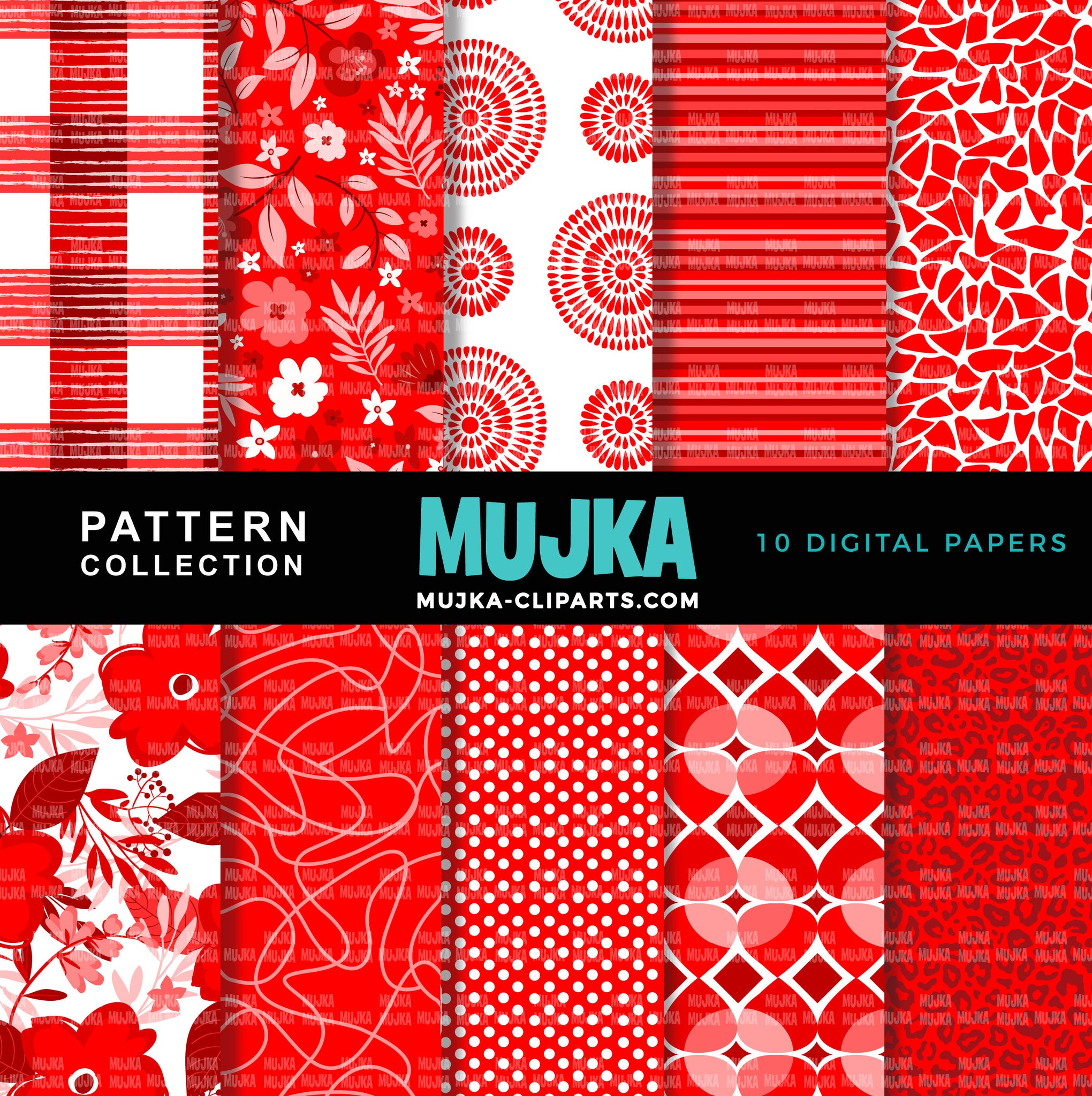 Red & White Sorority digital papers, red seamless patterns, sublimation designs, digital papers, floral papers, geometric patterns