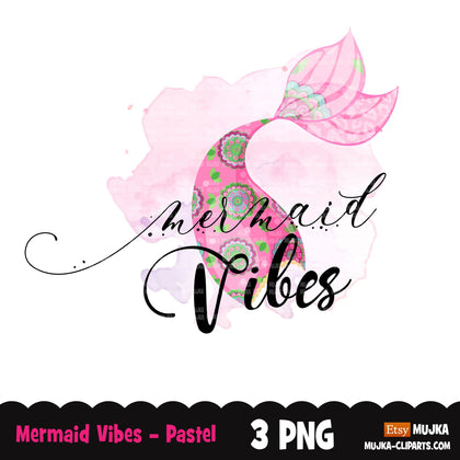 Mermaid vibes clipart, pink floral digital paper, summer vibes sublimation designs digital download, mermaid shirt, pink seamless pattern