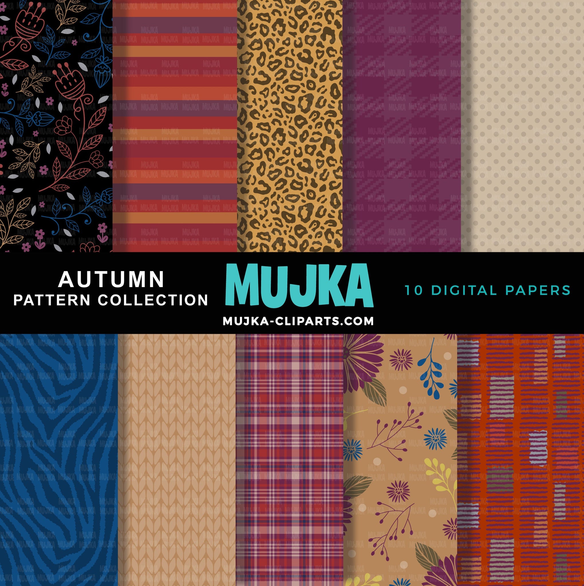 Fall digital papers, autumn seamless patterns, sublimation designs, digital papers, floral papers, geometric patterns, leopard, plaids