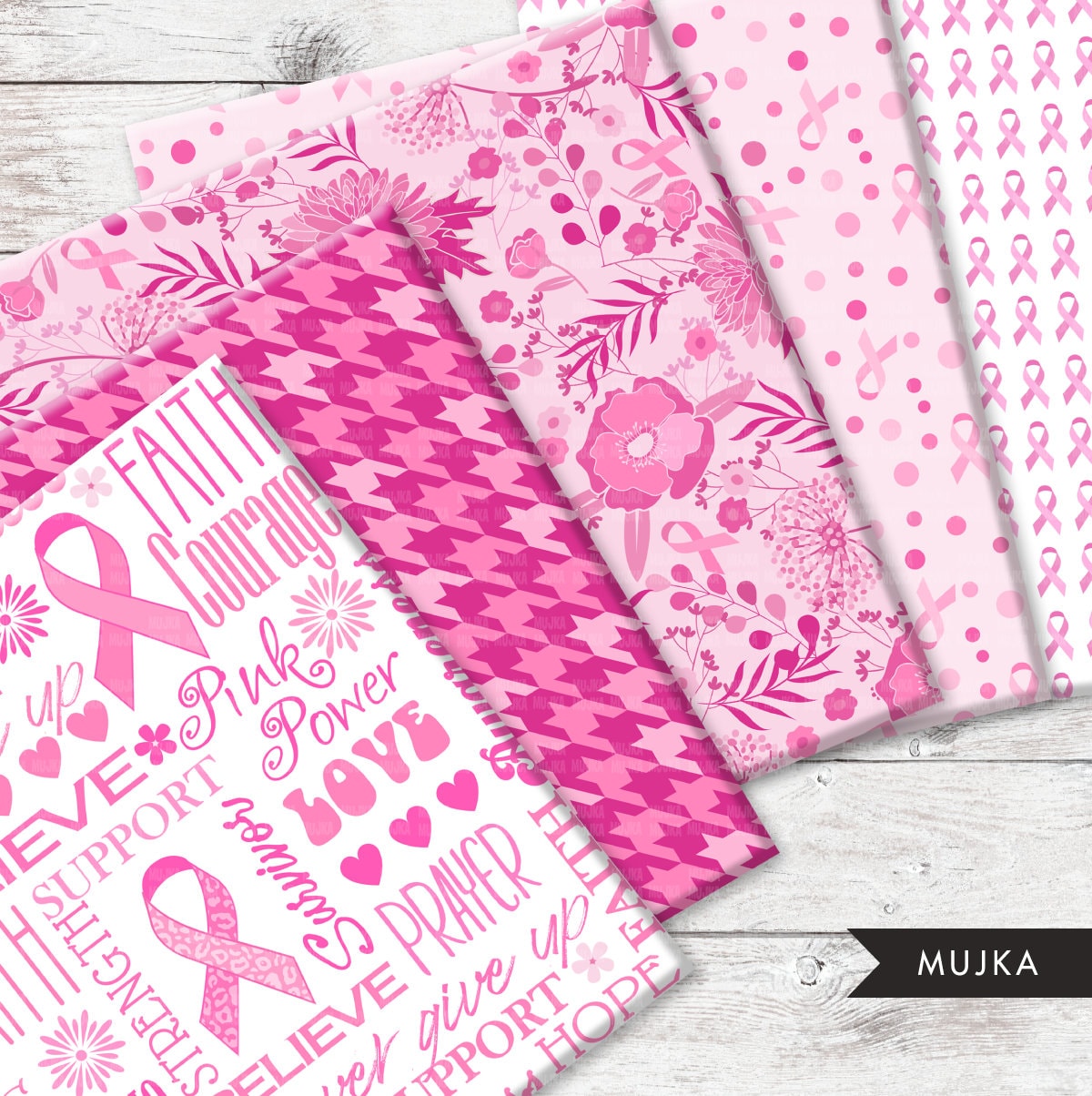 Cancer Ribbon Foundation Paper Pattern Breast Cancer digital papers, breast cancer awareness patterns, sublim ...