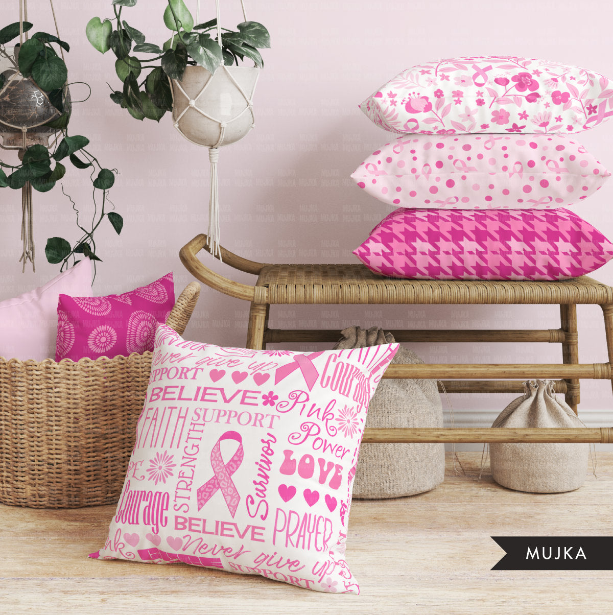 Breast Cancer digital papers, breast cancer awareness patterns, sublimation papers, pink digital papers, pink ribbon graphics, sublimation