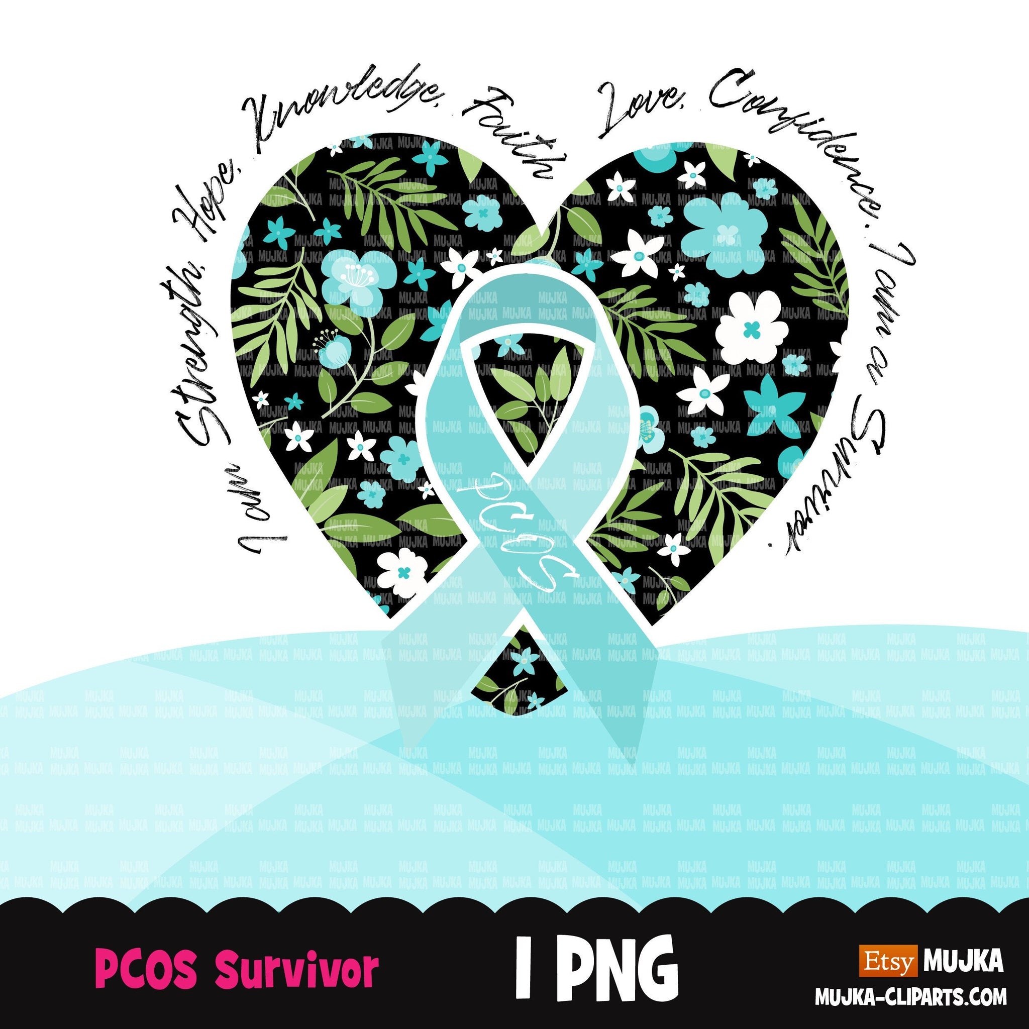 PCOS warrior png, PCOS clipart, pcos awareness designs, pcos sublimation designs digital download, pcos survivor, pcos graphics, teal ribbon