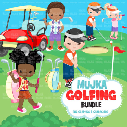 Golf clipart, golf bundle, golfing kids, golf sublimation designs, golf lovers, mini golf, sports graphics, golf cart, golf players png