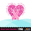Breast Cancer png, breast cancer sublimation designs, Cancer warrior png, Pink heart clipart, pink ribbon designs, floral cancer shirt