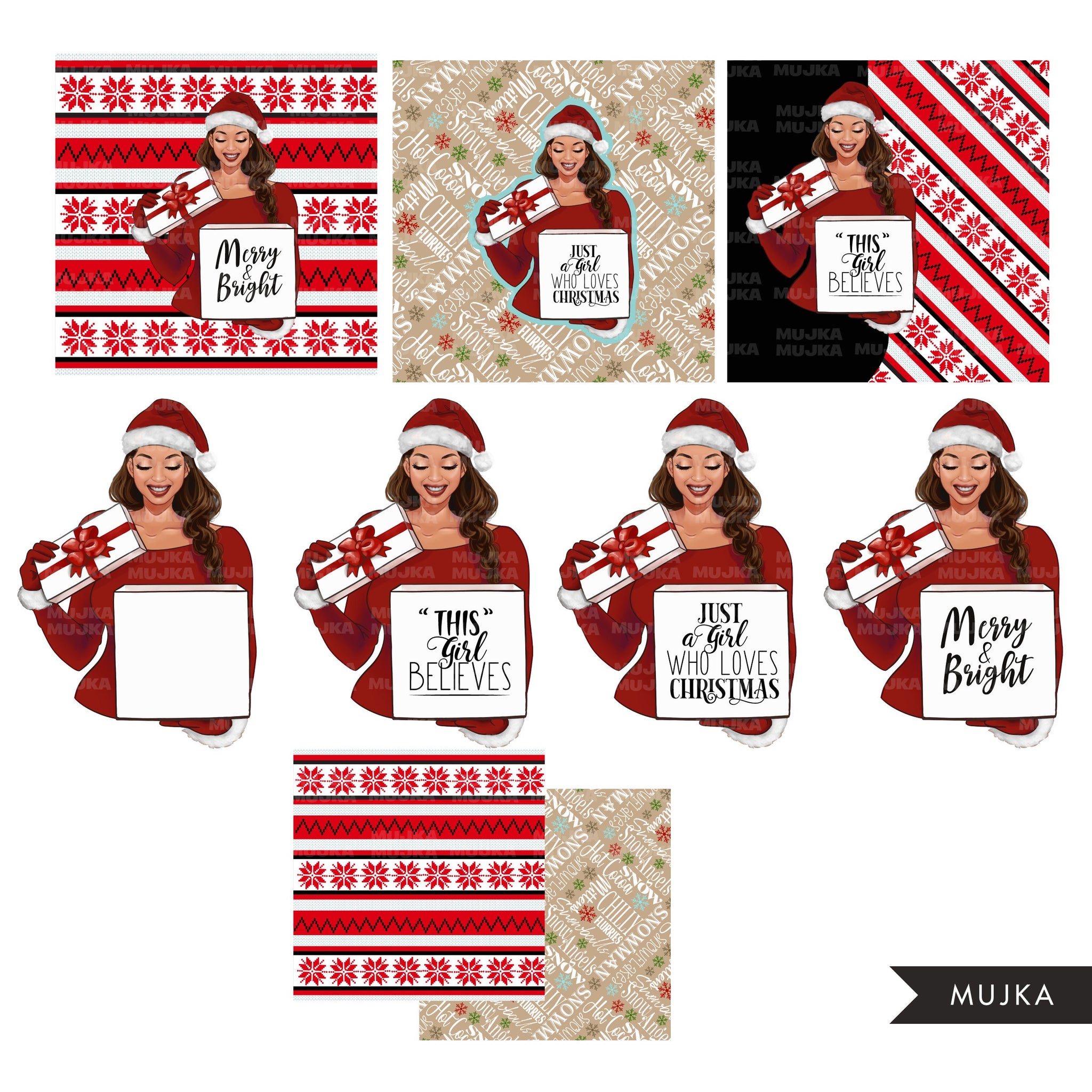 Christmas clipart, Fashion Clipart, Santa girl Clipart, women clipart, Christmas sublimation designs digital download, pod ready, merry png