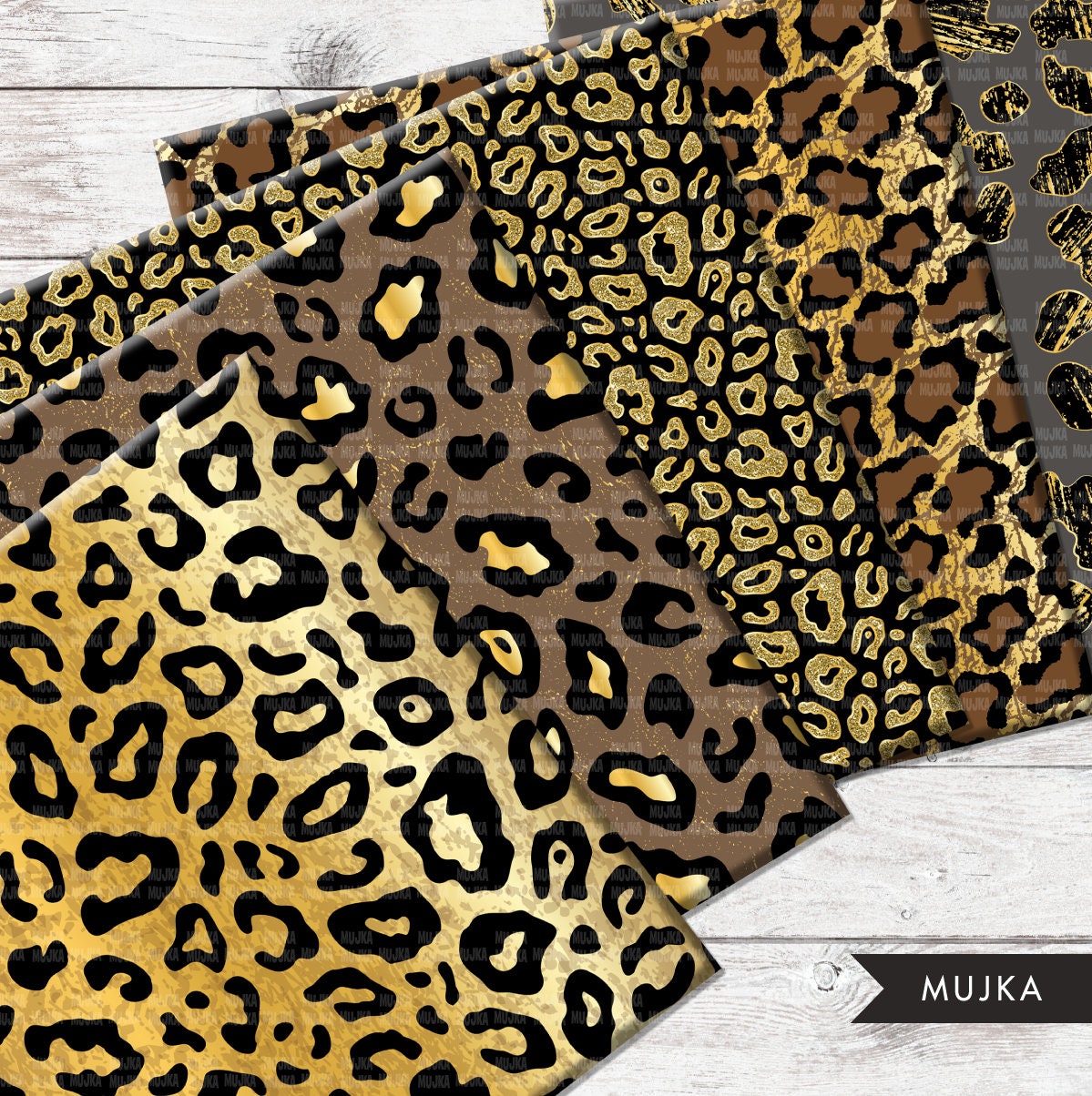 Leopard digital papers, leopard seamless pattern, sublimation designs, digital papers, glam papers, geometric patterns, scrapbook papers