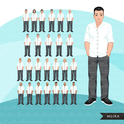 Men clipart Bundle, man png, male clipart, latino man, man birthday designs, fathers day sublimation designs, asian male png, latino male