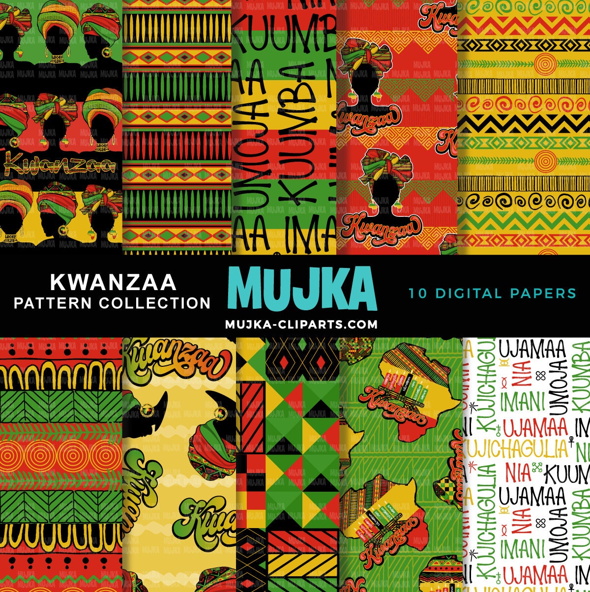 Kwanzaa digital papers, Kwanzaa backgrounds, Kwanzaa digital patterns, Happy Kwanzaa designs, Kwanzaa sublimation designs, African papers, black history
